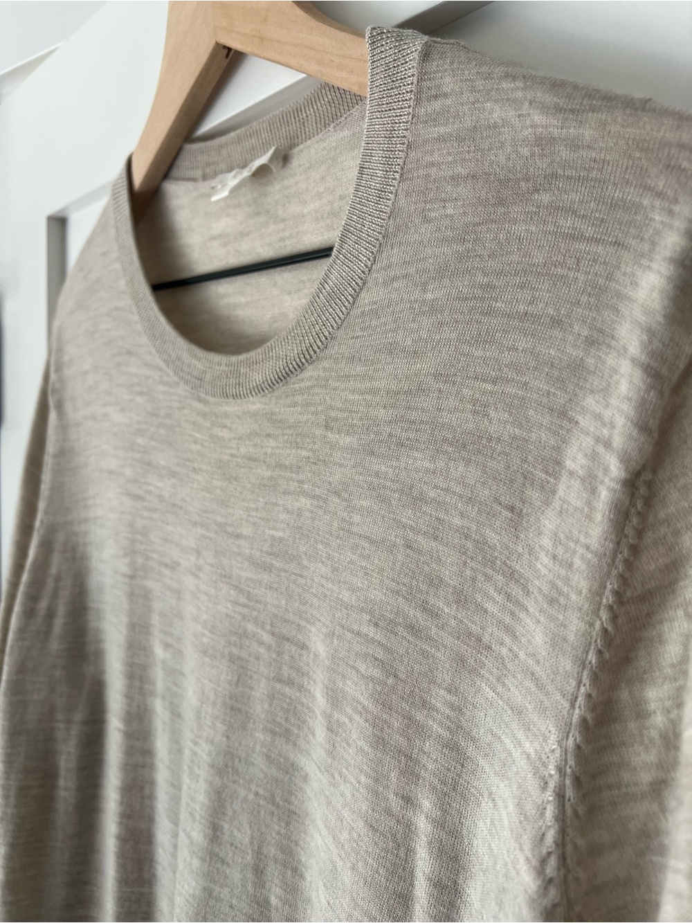COS Merino Wool Sweater Large Heathered Beige Minimalist Capsule Wardrobe